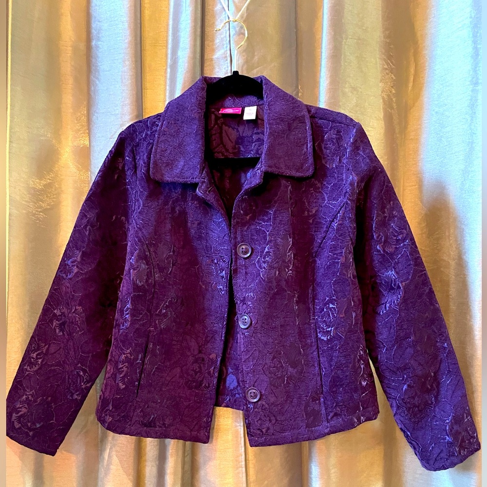 Purple Pappagallo Floral Embroidery Jacket